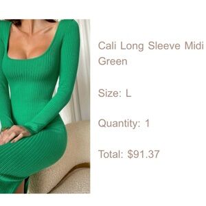 Meshki Cali Long Sleeve Midi Dress - Green